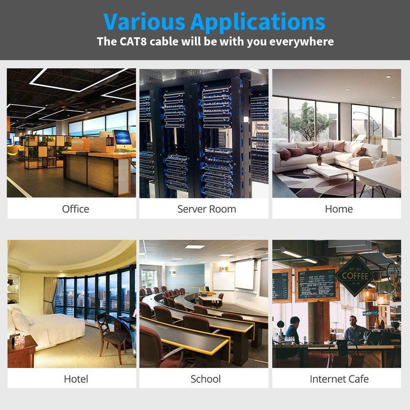 KASIMO CAT 8 Ethernet Cable 6 FT 2Pack, CAT8 Network Internet Ethernet LAN Cable, High Speed 26AWG 40Gbps SFTP LAN Wire Internet Patch Cable with RJ45 Connector for Switch/Router (Black, 6FT 2 Pack) - Image 5